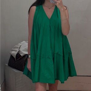 NWT Anthropologie Bright Green V-Neck Sundress